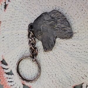 Vintage pewter Keychain fob golden retriever 1982 Rawcliffe pewter